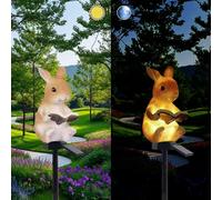 Lumières de lecture lapin alimentées par le soleil, lampe de sol d'animal mignon en résine décorative jardin, crépuscule sans fil à l'aube des lumières LED imperméables.