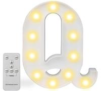 Lumières De Lettres LED, Alphabet Marquee Lettres Signe LED Marquee Numéro De Panneaux avec Télécommande pour Veilleuse, Q, M