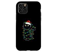 Lumières de Noël Amusantes en Forme de Chat Noir - Pyjama de Noël Amusant pour Amoureux des Chats Coque pour iPhone 11 Pro