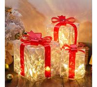 Lumières de Noël Décorations extérieures Décoration de Noël Décoration de Noël Lumineuse Décoration Cadeau Ornement avec Nœud Noël Lumineux Boîtes Cadeaux de Noël