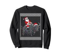 Lumières de Noël en Forme de Buffle d'eau, Père Noël équitation Buffle d'eau Sweatshirt