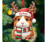 Lumières de Noël personnalisées en forme de cochon d'Inde 2025, cadeau de Noël en acrylique pour amoureux du cochon d'Inde, ornements d'animaux mignons pour sapin de Noël, ornements souvenirs de Noël