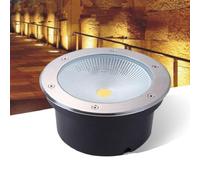 Lumières de paysage au sol - Spot rond encastrable au sol COB 85-265 V, lumière souterraine à LED de jardin, étanche IP66, spot rond encastrable au sol, pour éclairage de terrasse, allée, passerelle
