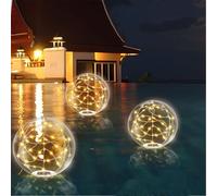 Lumières de Piscine Flottantes à Poêle à L'énergie Solaire 1pcs, 13,8 Pouces Lumières Solaires de Piscine Qui Flottent, Glulobe Gonflable à L'épreuve de l'eau avec Télécommande, (Couleur Chaude)