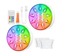 Lumières De Piscine Flottantes - Lampe À Ampoule LED Rechargeable 2 Pièces Avec Télécommande | Projecteur Étanche 16 Couleurs Pour Porche, Bord De Piscine, Terrasse, Éclairage De Piscinee Étanche