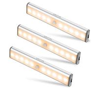 Lumières de placard à détecteur de mouvement, éclairage sans fil sous armoire de MOSTON 10 LED avec batterie rechargeable intégrée, veilleuse magnétique autocollante Anywhere pour armoire de cuisine