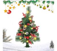 Lumières de sapin de Noël - Décoration extérieure à piles avec 20 LED - Lumière de Noël avec baies et pommes de pin pour cour, pelouse, allée, jardin