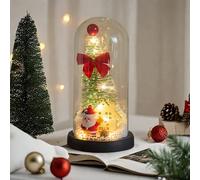 Lumières de sapin de Noël intérieur/extérieur - Petite couverture en verre synthétique - Mini avec lumière émettant de la neige qui tombe - Petit sapin de Noël - Décoration de bureau