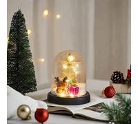 Lumières de sapin de Noël intérieur/extérieur - Petite couverture en verre synthétique - Mini avec lumière émettant de la neige qui tombe - Petit sapin de Noël - Décoration de bureau