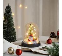 Lumières de sapin de Noël intérieur/extérieur - Petite couverture en verre synthétique - Mini avec lumière émettant de la neige qui tombe - Petit sapin de Noël - Décoration de bureau