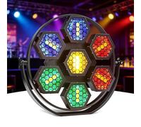 Lumières de scène à LED, 7 lumières rétro hexagonales COB avec contrôle activé par le son DMX, fond de scène DJ effet coloré mélangé for fête disco, spectacle, église de mariage