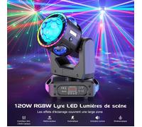 Lumières de Scène DJ 1 PCS-UKING- 120W- RGBW 360°- Effets Laser & Strobe - DMX 512 -Lampe de Scène DJ Pour Discos, Mariages, Bars
