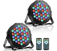 Lumières de scène LED - Czgor Projecteurs Par DJ RVB 36W avec lecture automatique activée par le son, télécommande et contrôle DMX, éclairages d'ambiance pour événements, fêtes de Noël, 2Pack