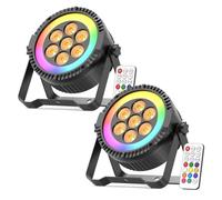 Lumières de scène - UKing Lumière à Effet 7 LED RVB avec Bande Lumineuse - pour Disco DJ Bar Concert Fêtes - Pack de 2