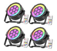 Lumières de scène - UKing Lumière à Effet 7 LED RVB avec Bande Lumineuse - pour Disco DJ Bar Concert Fêtes - Pack de 4