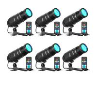 Lumières de scène U'king - Mini Projecteur de Spot LED de 30W avec Télécommande Pour DJ Disco Party Bar Club - Pack de 6