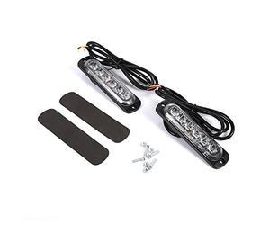 lumières de secours, Qiilu 2pcs 12 / 24V 6 LED Flash Stroboscope Clignotant Lampe urgente Feux de Pénétration pour Voiture Camions SUV Intérieur(jaune+ blanc)