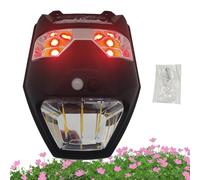 Lumières de terrasse extérieure - Lumière étanche avec détecteur de mouvement, lampe d'avertissement clignotante rouge, faisceau automatique du crépuscule à l'aube | Luminosité extérieure pour le mont