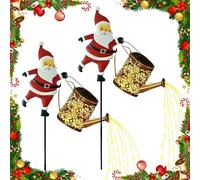 Lumières décoratives de Noël extérieures, lumières solaires de bouilloire de Noël pour jardin, pelouse, lampe de sol en forme de bouilloire de Père Noël, veilleuse solaire LED pour décoration de