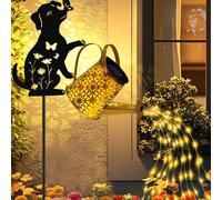 Lumières décoratives extérieures solaires, arrosoir avec effet d'éclairage en cascade, piquets de jardin avec silhouettes de chat et de chien. Cadeaux appropriés pour maman/femmes. Décoration de jardi