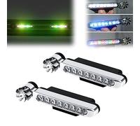 Lumières décoratives LED de voiture, 2pcs feux de circulation diurnes à énergie éolienne, lumières LED étanches sans fil pour voiture, décor de lumières extérieures intérieures de voiture (Blanc)