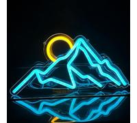 Lumières décoratives LED, Interface USB, montagnes, lever du soleil, coucher de soleil, enseignes au néon, décoration murale, Art de noël, luminosité réglable 34x17cm