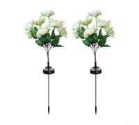 Lumières d'extérieur 70 cm automatique du crépuscule à l'aube (blanc) | LED multicolores vives, options blanc, violet, rose, piquets de 70 cm de haut, alimentation solaire, pas de factures