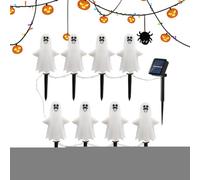 Lumières d'Halloween sur piquet de cour, panneau solaire pour Halloween, décoration fantôme effrayante, lanterne étanche pour maison hantée, décoration de Noël, allée
