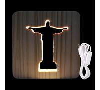 Lumières d'illusion d'optique du Christ, veilleuse Jésus-Christ | Lampe de table Sleep Christ Jésus LED,Lampes de bureau en bois de décor de jésus pour les autels de baptême d'anniversaire chrét
