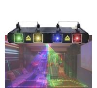 Lumières disco, 4 lentilles activées par le son, éclairage de scène compatible avec contrôleur DMX512, for spectacle de danse DJ d'anniversaire, lumières laser DJ