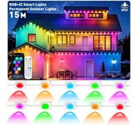 Lumières extérieures permanentes RVB + IC IP67 de 15 m | RVB + IC, éclairage de Noël, lumières de chasse, adressables, étanchéité IP67, Halloween, Noël