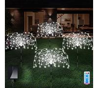 Lumières extérieures solaires, 4 Pack 120 LED étanche à feu de feu solaires de Carburant sont 8 Modes décoratifs Scintillants pieu léger, la Lampe à feu d'artifice en cuivre du Jardin pour