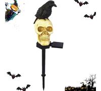 Lumières Fantômes Solaires,Décorations Halloween Éclairées en Résine avec Corbeaux | Éclairage Réaliste Luminescent pour Intérieur, Maison, Jardin, Fête, Porche, Allée,