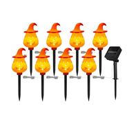 Lumières Halloween sur Piquets Extérieur,Piquets Citrouilles Solaires | Décorations Orange pour Allée Pelouse Porche Terrasse Tombe