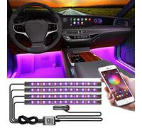 Lumières intérieures de Voiture, Application Bluetooth, synchronisation de Musique, Bande Lumineuse LED RVB avec Allume-Cigare, kit de lumières d'ambiance Multicolores pour Voiture