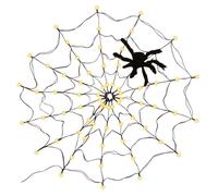 Lumières LED en toile d'araignée - Lumière d'Halloween à piles | Lumières de décoration d'Halloween | Filet lumineux étanche à 70 LED avec araignée noire | Décoration d'Halloween extérieure pour