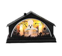 Lumières LED Halloween Lumière LED Sans Flamme en Résine Forme Maison | Décorations D'Intérieur Halloween Pour Extérieur Intérieur Fête Demande En Mariage Shower Maison Cheminée