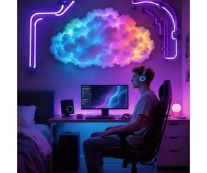 Lumières LED nuages à faire soi-même pour chambre à coucher, lumière LED Thundercloud, lumière 3D nuages de tonnerre, lampe multicolore de synchronisation de la musique, lumière LED avec rythme
