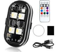 Lumières LED RVB sans fil avec télécommande, 8 couleurs, 10 modes de flash, chargement USB, lumières anti-collision, étanche, lumière d'avertissement d'urgence pour drone, voiture, moto, vélo (1 lot