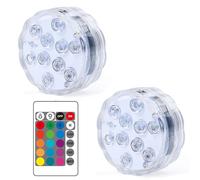 Lumières LED Submersible,Lumière LED Submersible,Lampes Sous-Marines avec Télécommande,Lampes Multicolores RGB Submersibles pour Piscine,Vase,Spa,Aquarium,Étang,2 Pièces