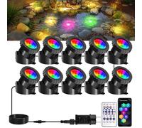 Lumières LED Submersible RGB, T-SUNUS Projecteurs Lampe Spot avec Télécommandes APP Contrôle, IP68 Etanche, Sync avec Musique, Lampes de Piscine pour Jardin Piscine Étang 10 en 1