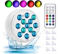 Lumières LED Submersibles - MARQUE - Lot de 4 - Étanches IP68 - 13 LED - Télécommande RF