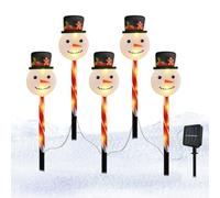 Lumières marque-places pour jardin de Noël - chaîne solaire bonhomme de neige, piquets pour patio pelouse | lumières de Noël + extérieur fête