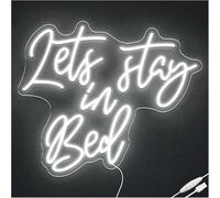 Lumières néon décoratives Panneau néon «Let's Stay In Bed» pour décoration murale, veilleuse pour chambre à coucher, éclairage d'intérieur, 29,5×35cm