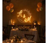 Lumières néon LED personnalisées pour mariage minimalisme toile de fond de mariage moderne initiales de couple d'art initiales avec l'année de l'est
