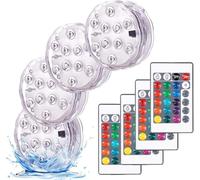 Lumières Paysage Coloré Décoratives Éclairage LED Étanche Lot de 4 lampes multicolores RGB submersibles avec télécommandes, idéal pour Aquarium Baignoire Piscine Jardin Milieu Aquatique