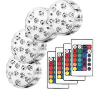 Lumières Paysage Coloré Décoratives Éclairage LED Étanche Lot de 4 lampes multicolores RGB submersibles avec télécommandes