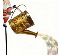 Lumières Solaire Santa Arrosoir Pelouse 22x17x10,5 Cm Fer Décorations Solaires Vintage Étanches Suspension Accessoires Santa Fête LED Solaires Imperméables pour Église Anniversaire