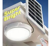 Lumières solaires avec télécommande Éclairage solaire intelligent pour intérieur, 1000 lumens Éclairage solaire extérieur pour grange, porche, patio, carport, jardin, poulaillers avec interrupteur mar