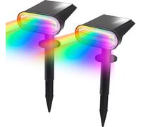 Lumières solaires de jardin 8 couleurs étanches Détecteur de mouvement 2 pièces
